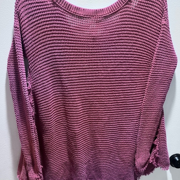 Free People sweater maroon Knit Sweater with Frayed Hem Sz XS EUC - Picture 7 of 7